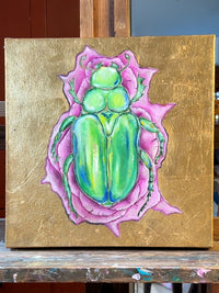Just a little green beetle — Ölbild von Claudia Stanitzeck