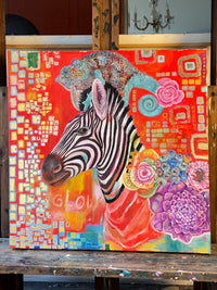 Zebra mit Chamäleon — Ölbild von Claudia Stanitzeck